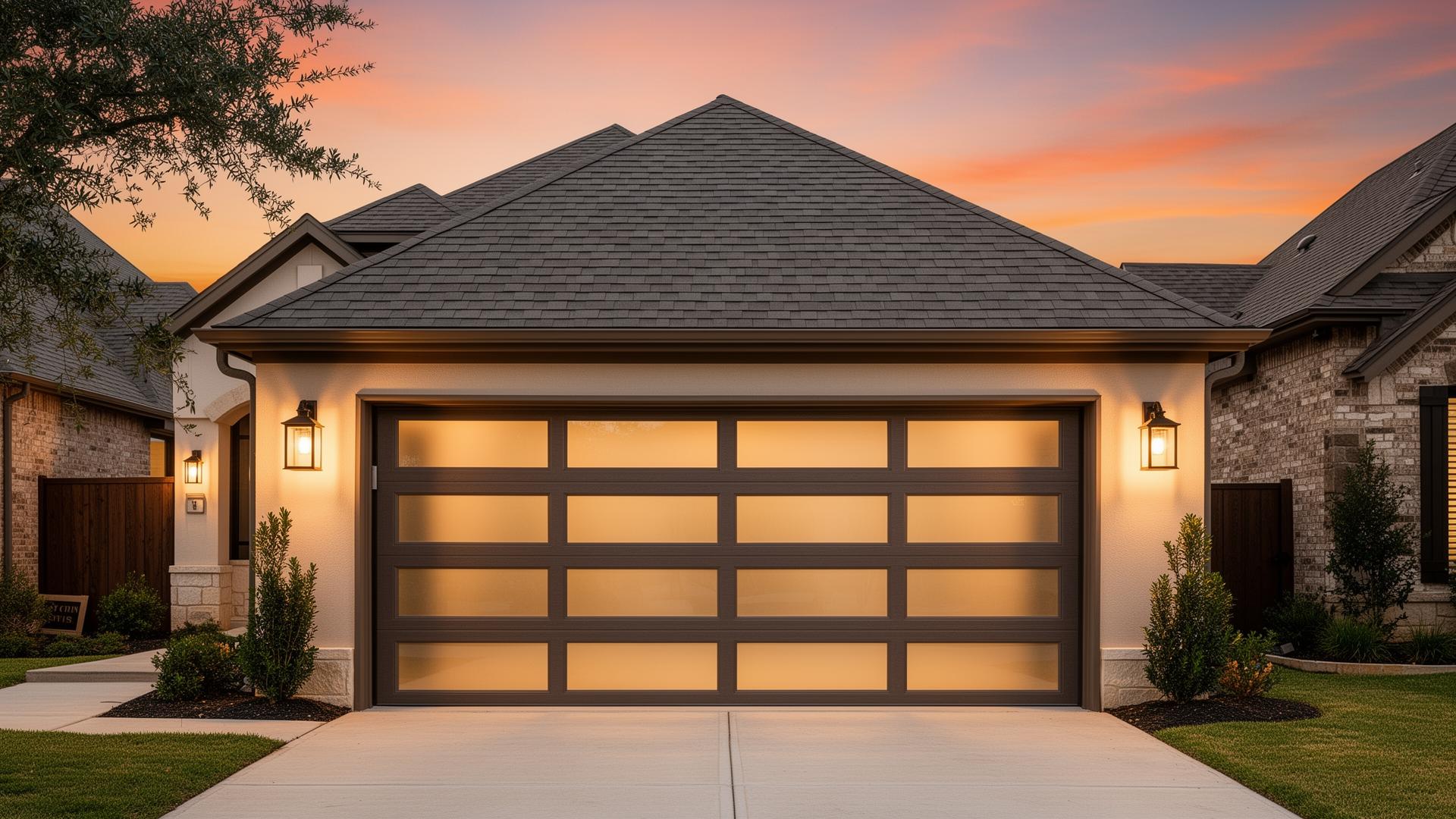 Modern garage door in Flower Mound Texas